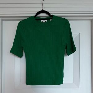 Vince Green Ribbed Short-Sleeve Tee